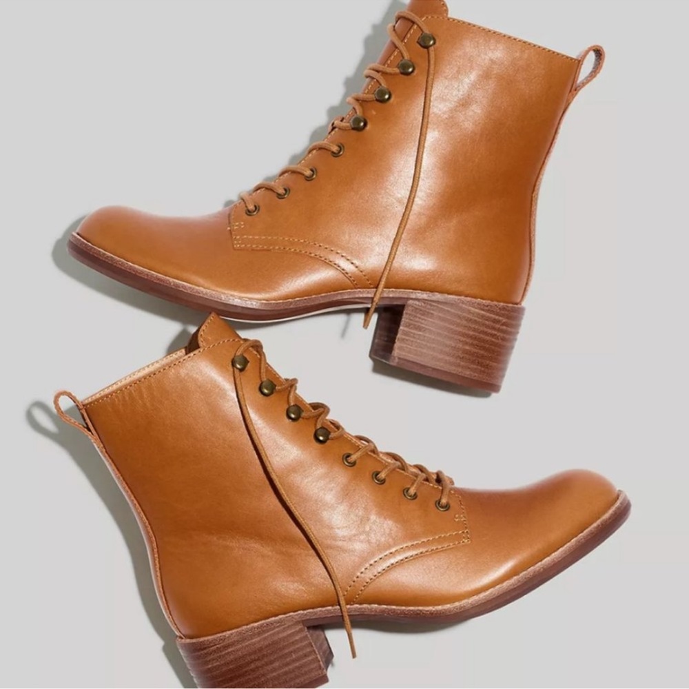Madewell Tan Lace Up Boots